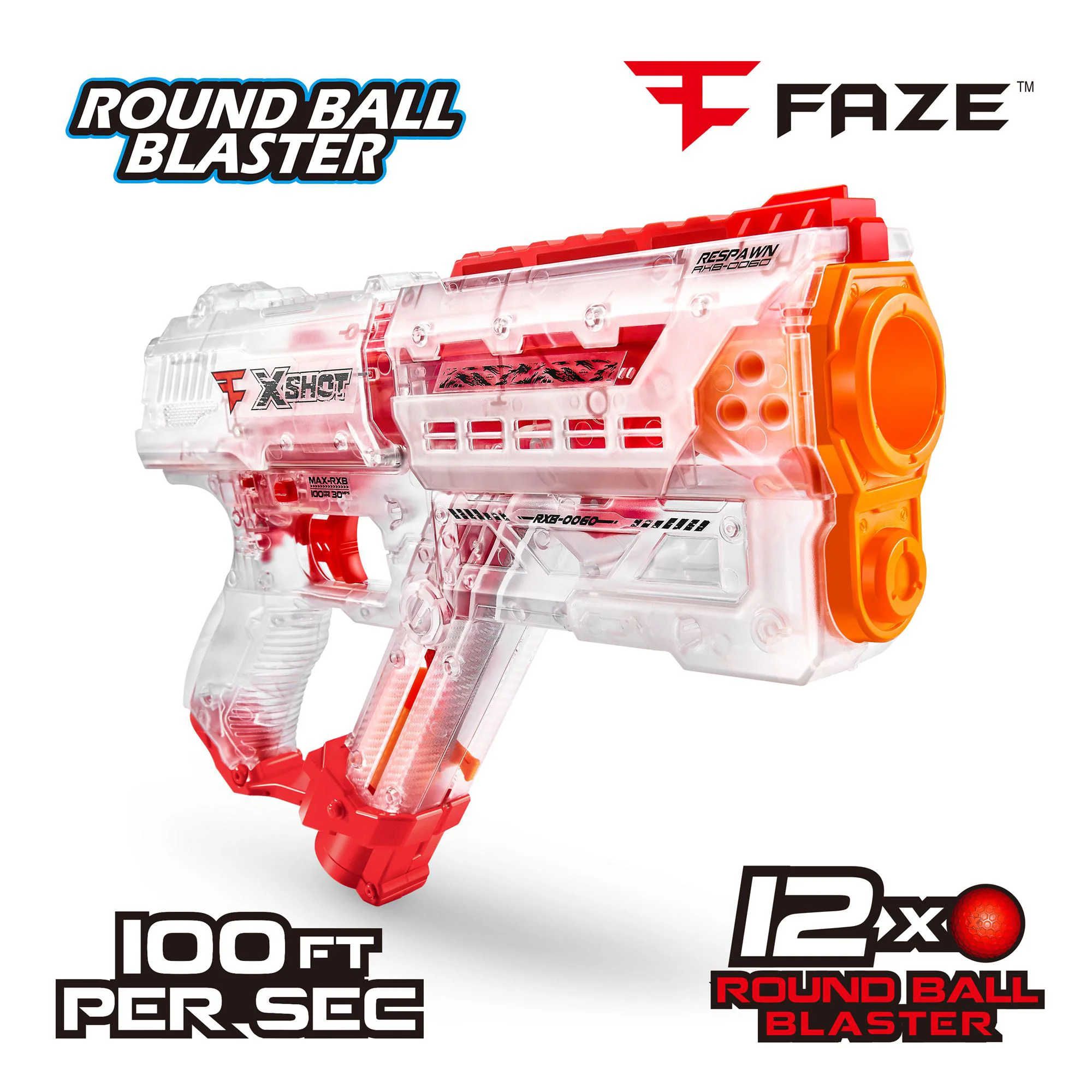 Jucarie Pistol Zurur X-Shot Chaos Faze Respawn, 12 proiectile sferice