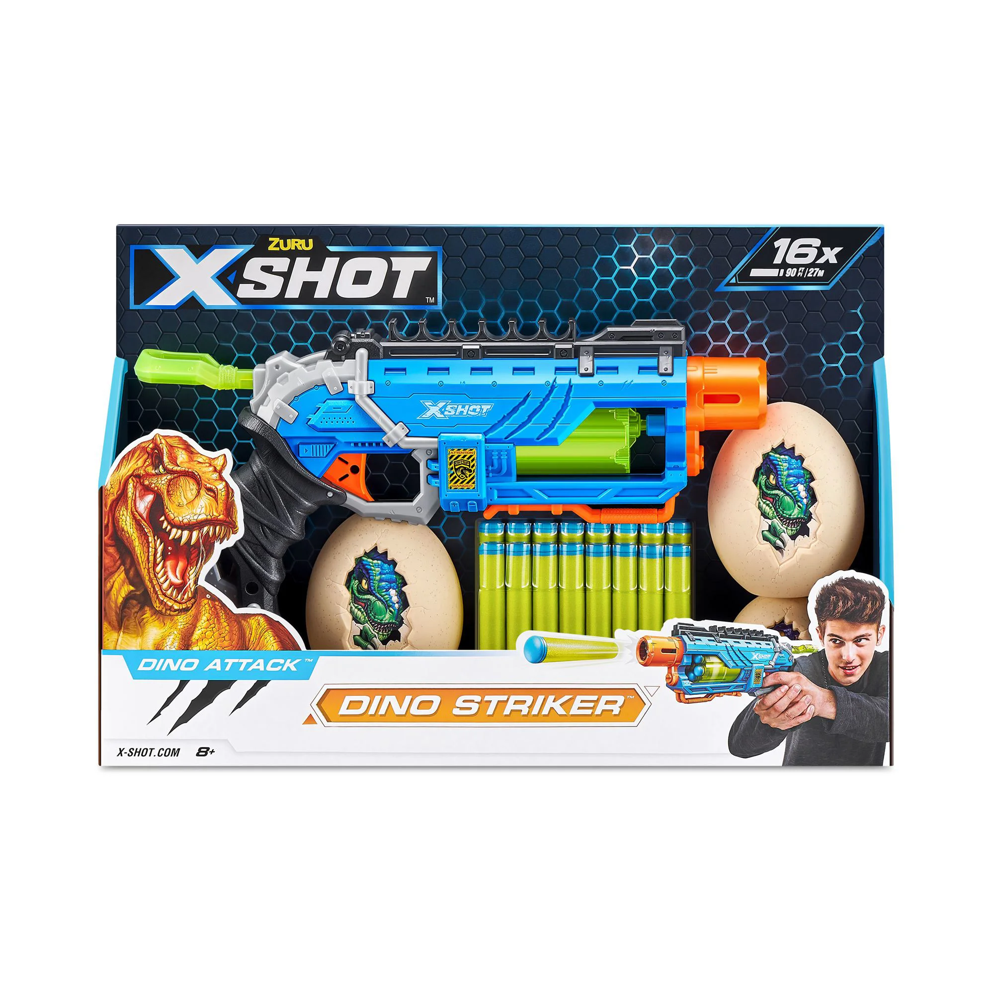 Jucarie Pistol Zuru X-Shot Dino Attack Dino Striker, 16 cartuse