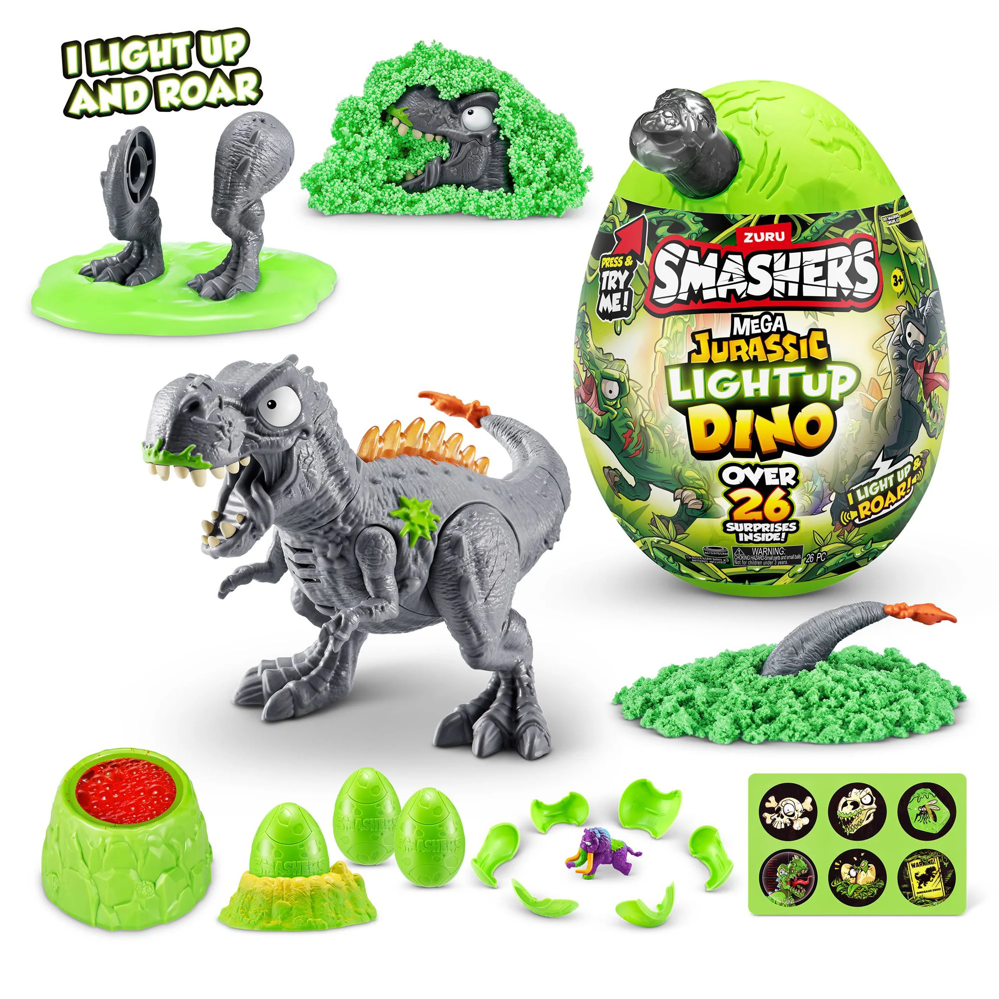 Фигурка-сюрприз Динозавр Smashers Mega Jurassic Light-Up Dino, T-Rex