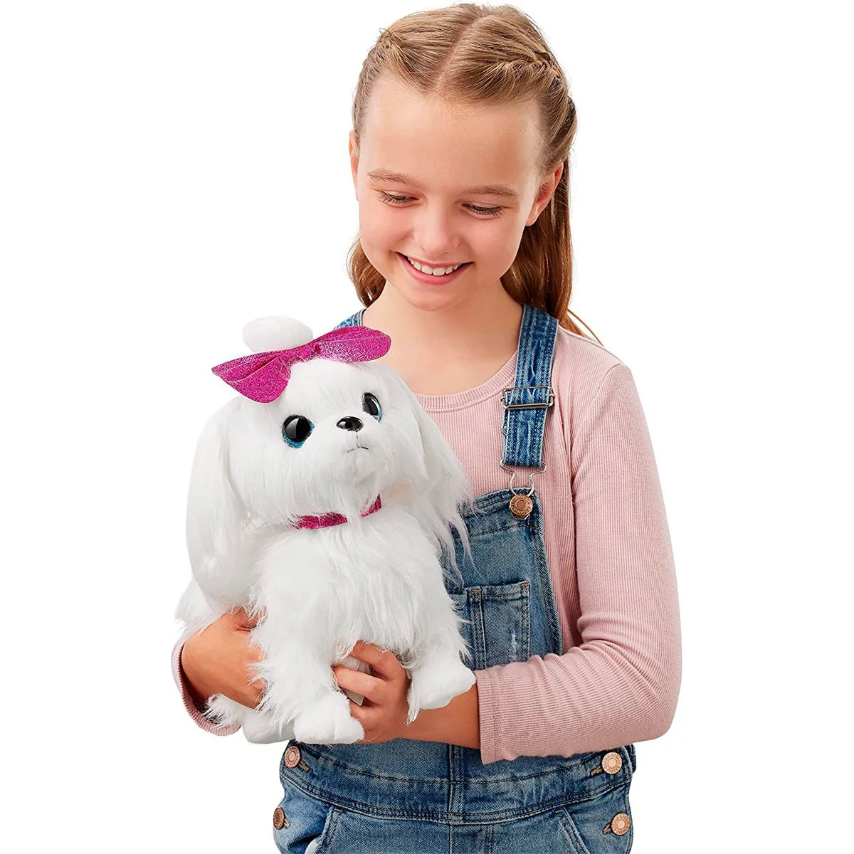 Интерактивная игрушка Pets Alive Белый щенок с розовым бантиком