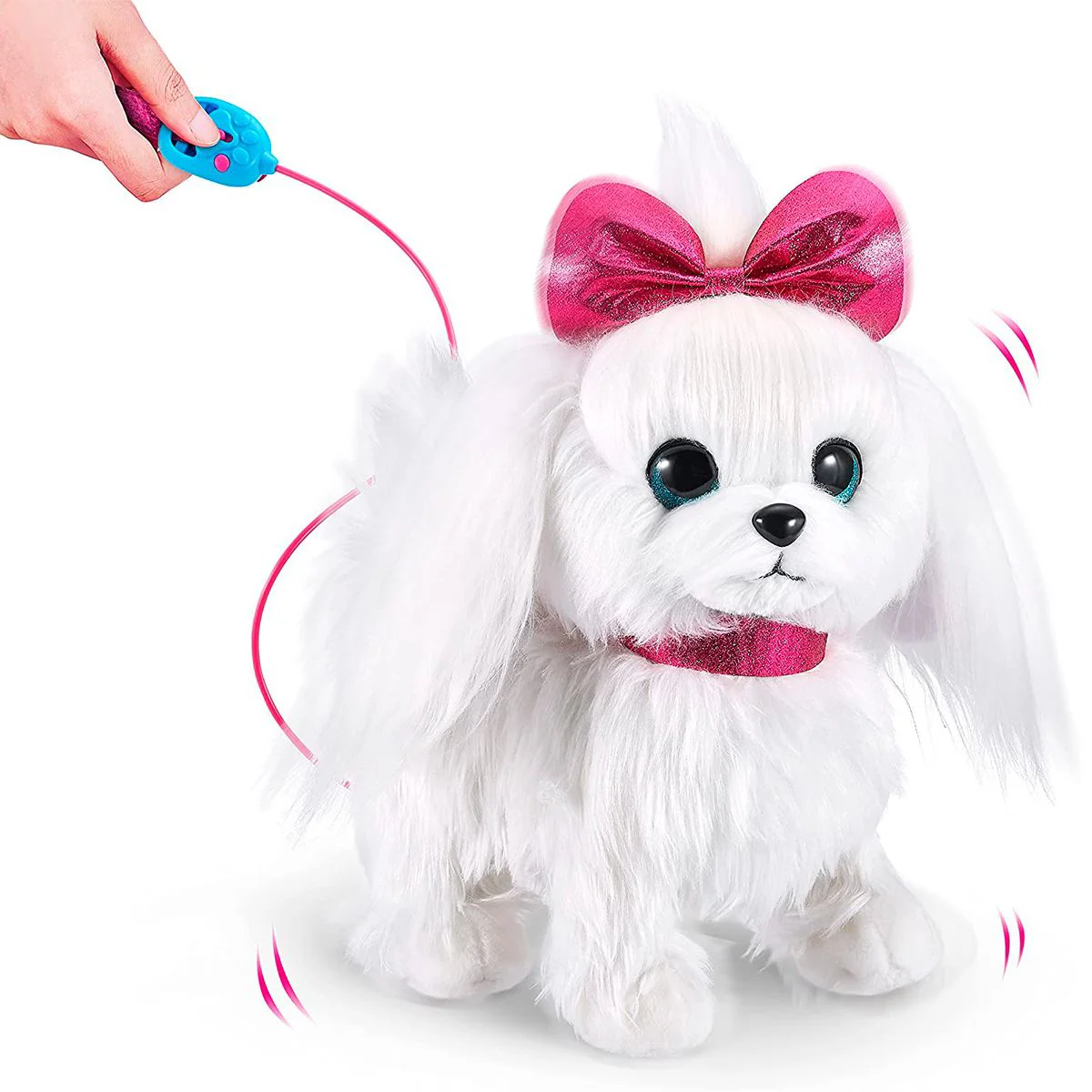 Интерактивная игрушка Pets Alive Белый щенок с розовым бантиком