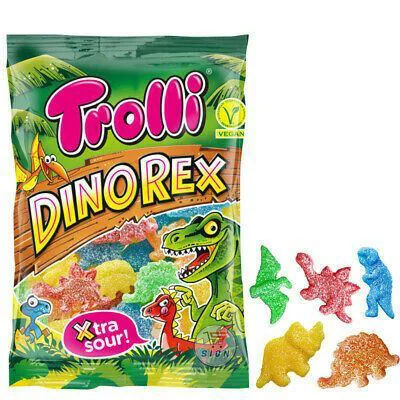 Bomboane gumate Trolli Dino Rex, 100 g