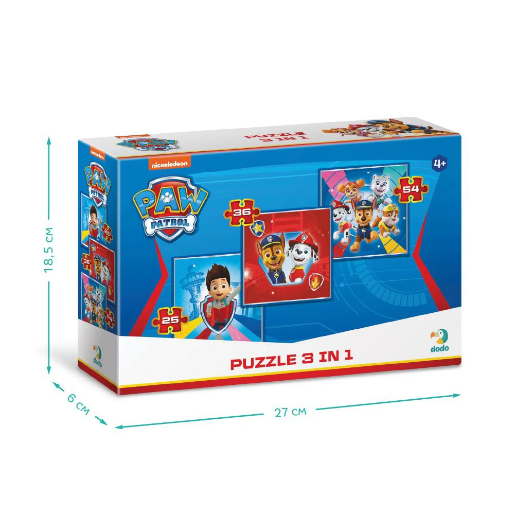 Puzzle 3 in 1 Paw Patrol, Echipa este pregatita pentru aventura!