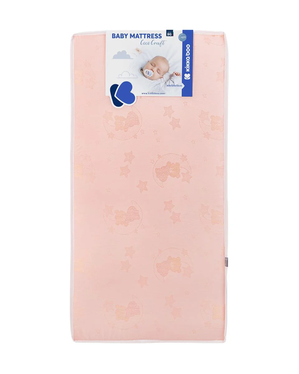 Saltea pentru patut KikkaBoo CocoCraft Bear Pink, 120x60x15 cm