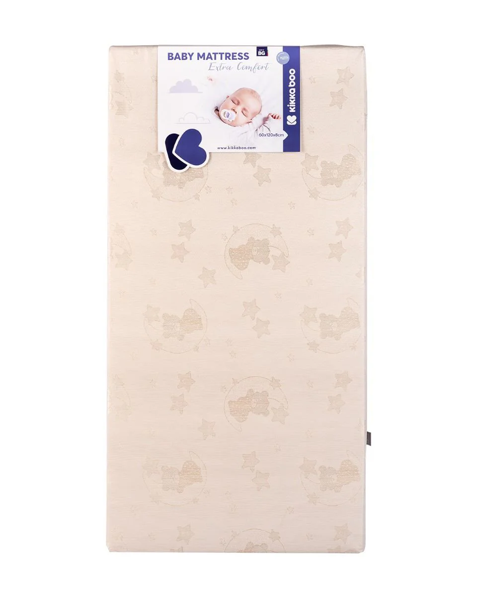 Saltea pentru patut KikkaBoo Extra Comfort Bear Beige, 120x60x8 cm