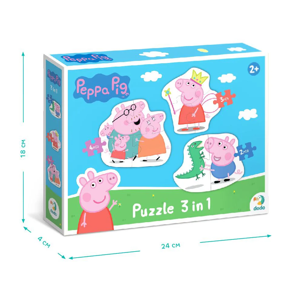 Puzzle 3 in 1 Familia Peppa Pig, Dodo