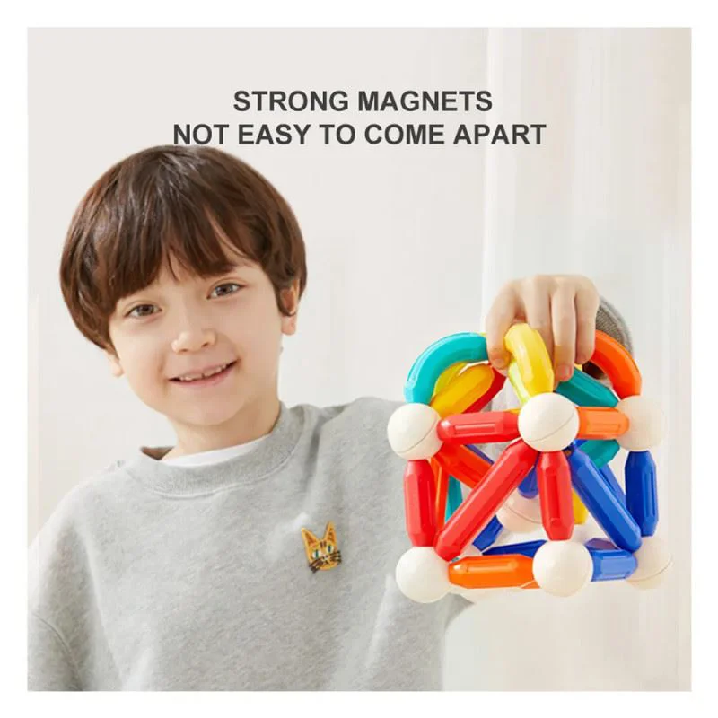 Set de constructie magnetic Mideer Cilindri in culori de curcubeu, 100 piese