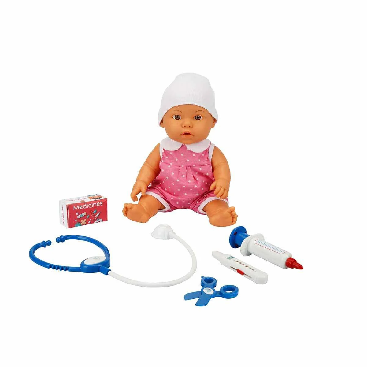 Papusa bebelus Dollz n More Bebelou Doctor cu sunete si accesorii, 35 cm