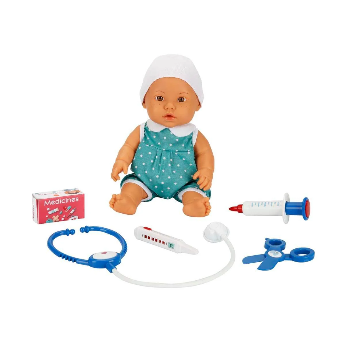 Papusa bebelus Dollz n More Bebelou Doctor cu sunete si accesorii, 35 cm