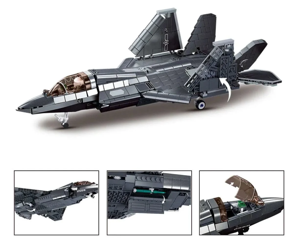 Constructor Sluban Avion invizibil Stealth J35, 812 el. foto