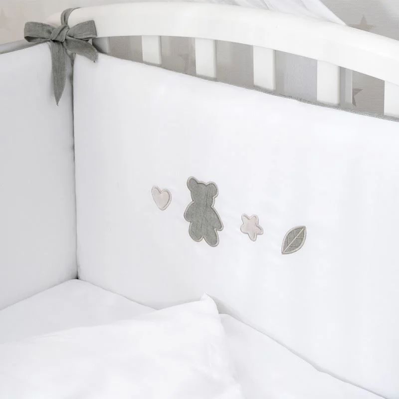 Lenjerie de pat pentru copii Perina Teddy Love Gri/Oliva foto