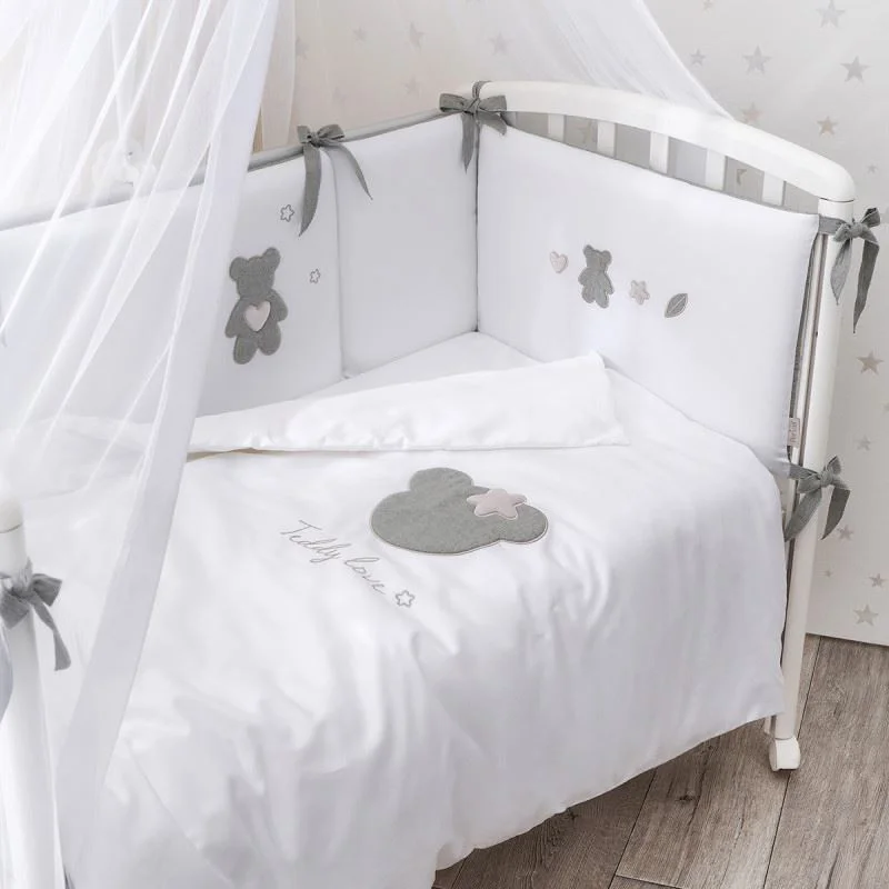 Lenjerie de pat pentru copii Perina Teddy Love Gri/Oliva foto