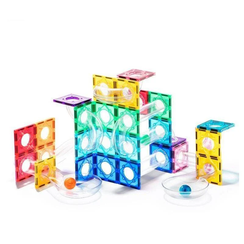 Set de constructie magnetic Mideer Traseul de marmura, 100 piese