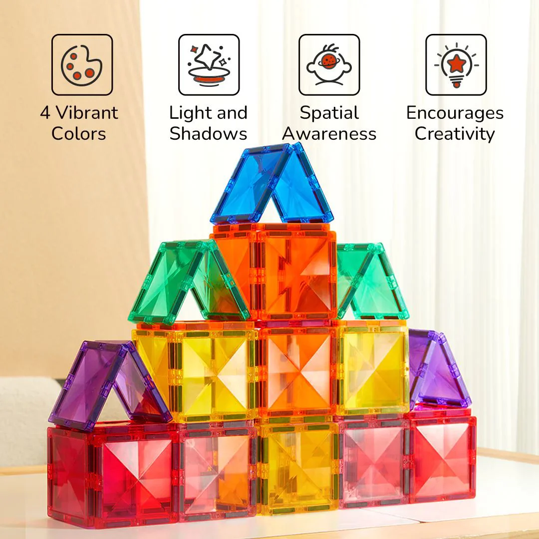 Set magnetic de constructie Mideer multicolor, 60 piese