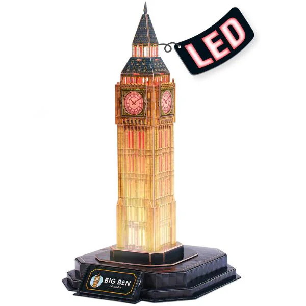 Puzzle 3D CubicFun Big Ben cu iluminare LED, 32 el.