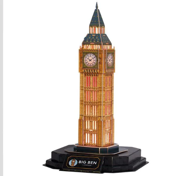 Puzzle 3D CubicFun Big Ben cu iluminare LED, 32 el.