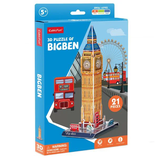 Puzzle 3D CubicFun Big Ben, 21 el.