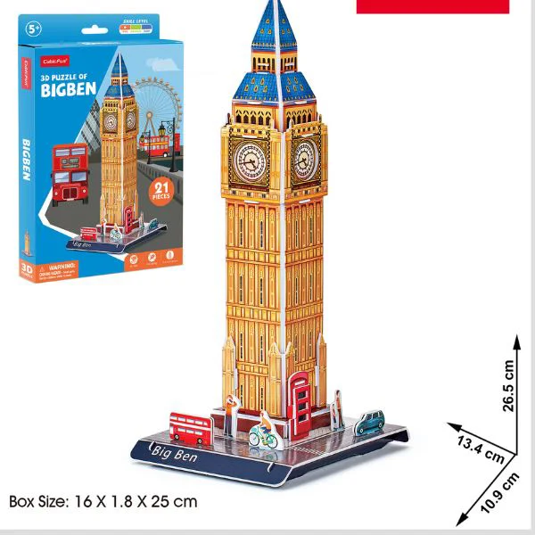 Puzzle 3D CubicFun Big Ben, 21 el.