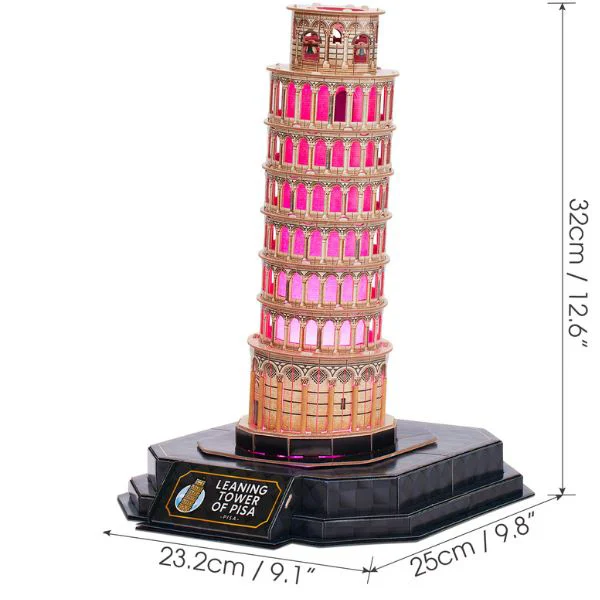 Puzzle 3D CubicFun Turnul din Pisa cu iluminare LED, 42 el.
