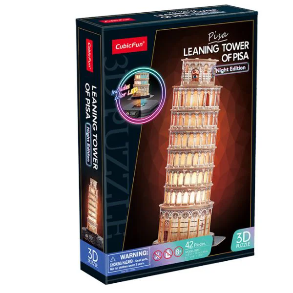 Puzzle 3D CubicFun Turnul din Pisa cu iluminare LED, 42 el.