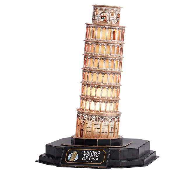 Puzzle 3D CubicFun Turnul din Pisa cu iluminare LED, 42 el.