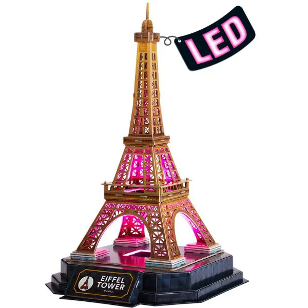 Puzzle 3D CubicFun Turnul Eiffel cu iluminare LED, 51 el.