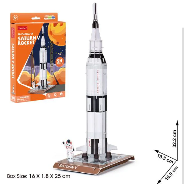 Puzzle 3D CubicFun Racheta Saturn V, 24 el.