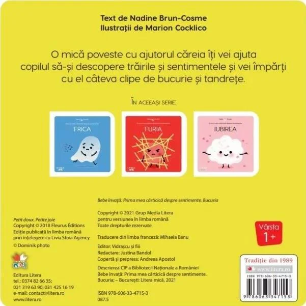 Prima mea carticica despre sentimente Litera Bucuria foto