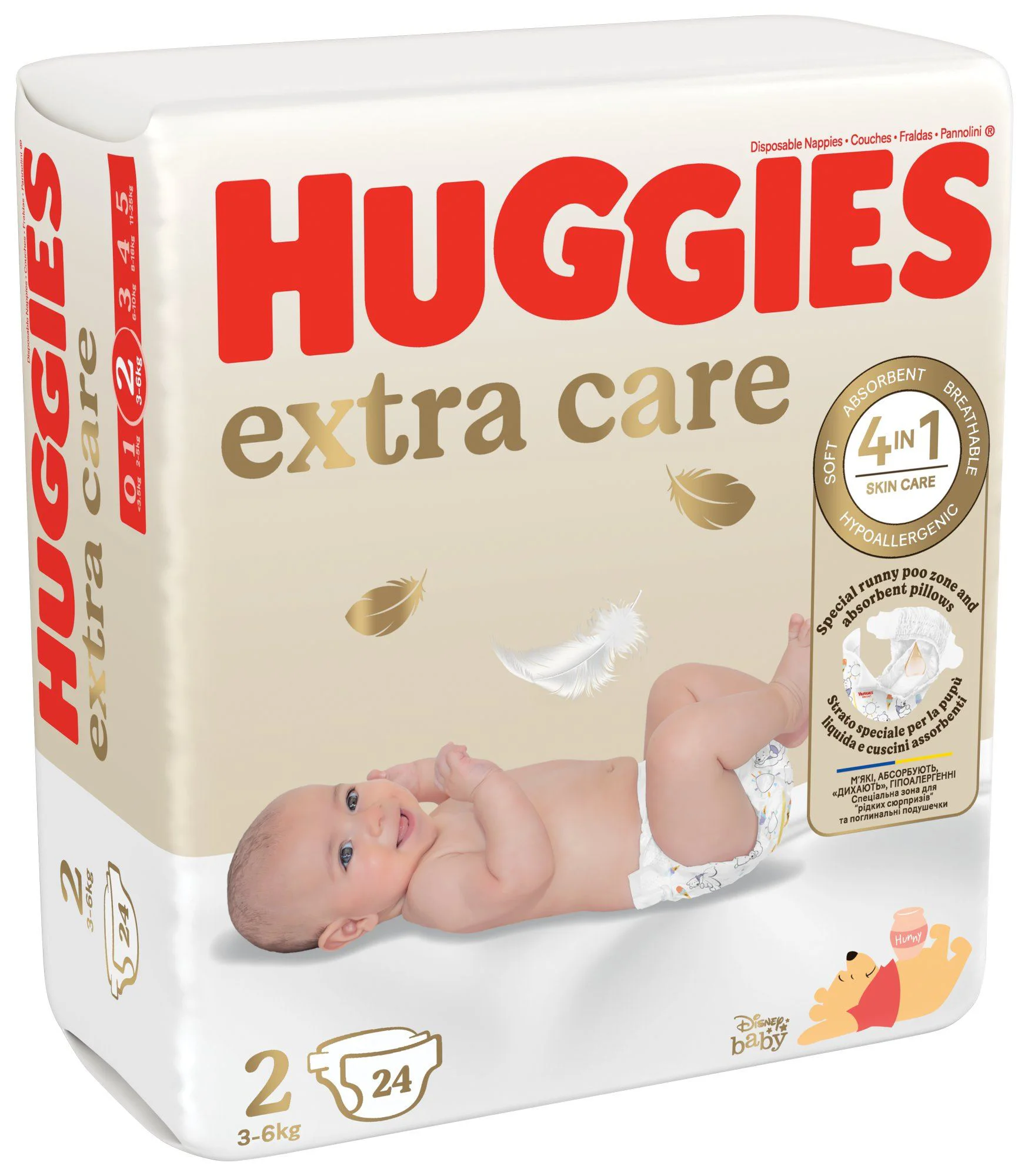 Подгузники Huggies Extra Care 2 (3-6 кг), 24 шт.