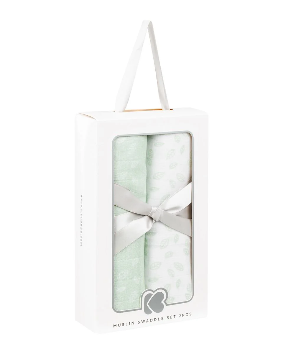 Муслиновые пеленки KikkaBoo Leaves Mint, 80x80 см, 2 шт. foto