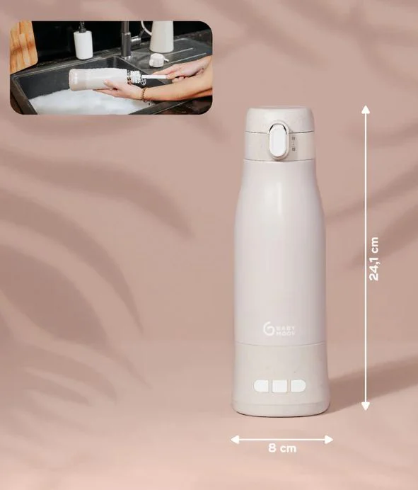 Incalzitor de biberoane portabil si reincarcabil Babymoov Moov & Feed Mineral Beige