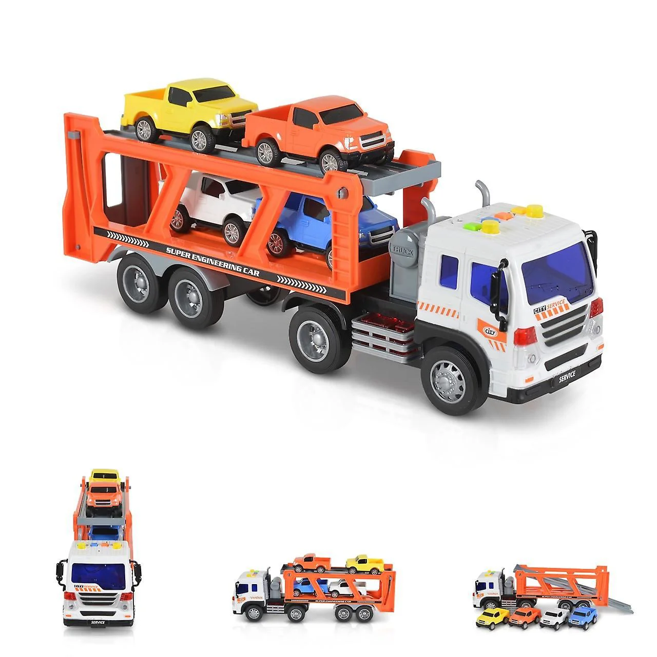 Masina cu inertie Wenyi Auto Transport Trailer Truck, 1:16 foto