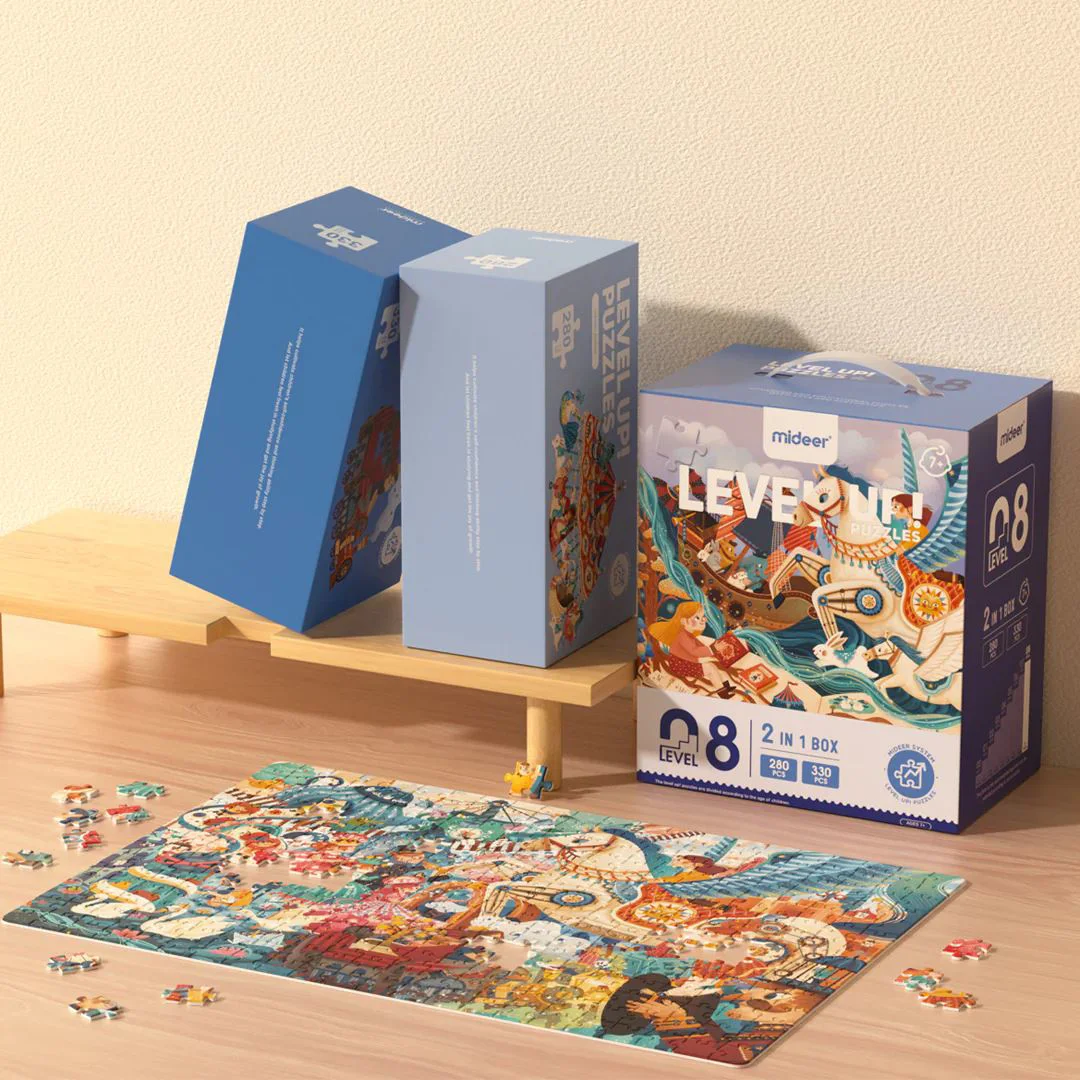 Seria de puzzle-uri Mideer Carte magica si basm, 2 in 1, nivelul 8