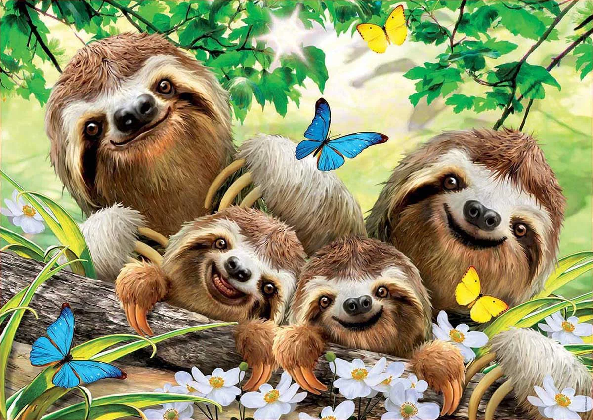 Puzzle Educa Sloth Family Selfie, 500 piese