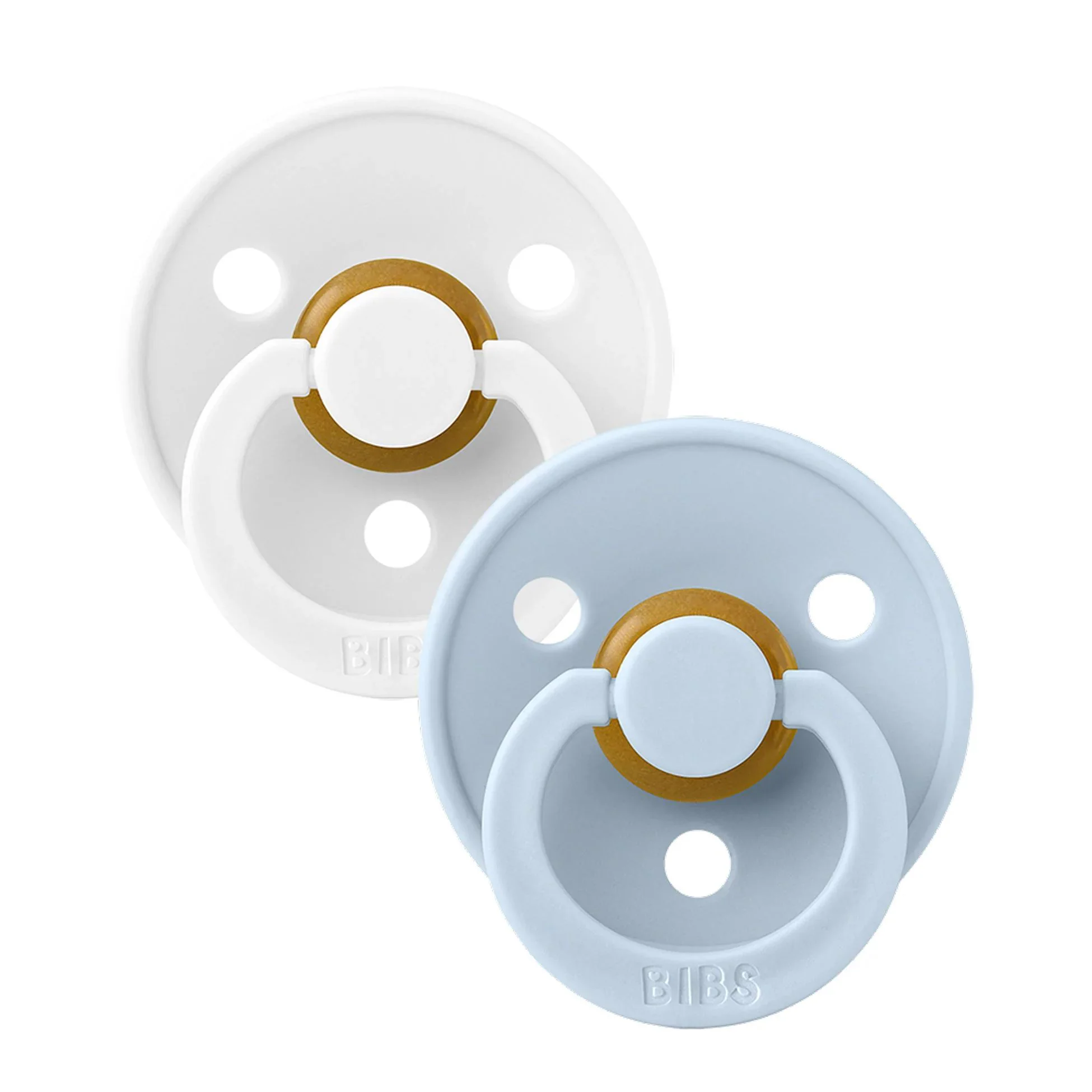 Set 2 suzete rotunde BIBS White & Baby Blue din latex (0-6 luni) foto
