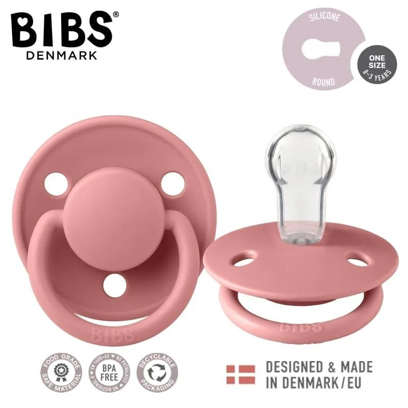 Suzeta rotunda BIBS De Lux Dusty Pink din silicon (0-36 luni) foto