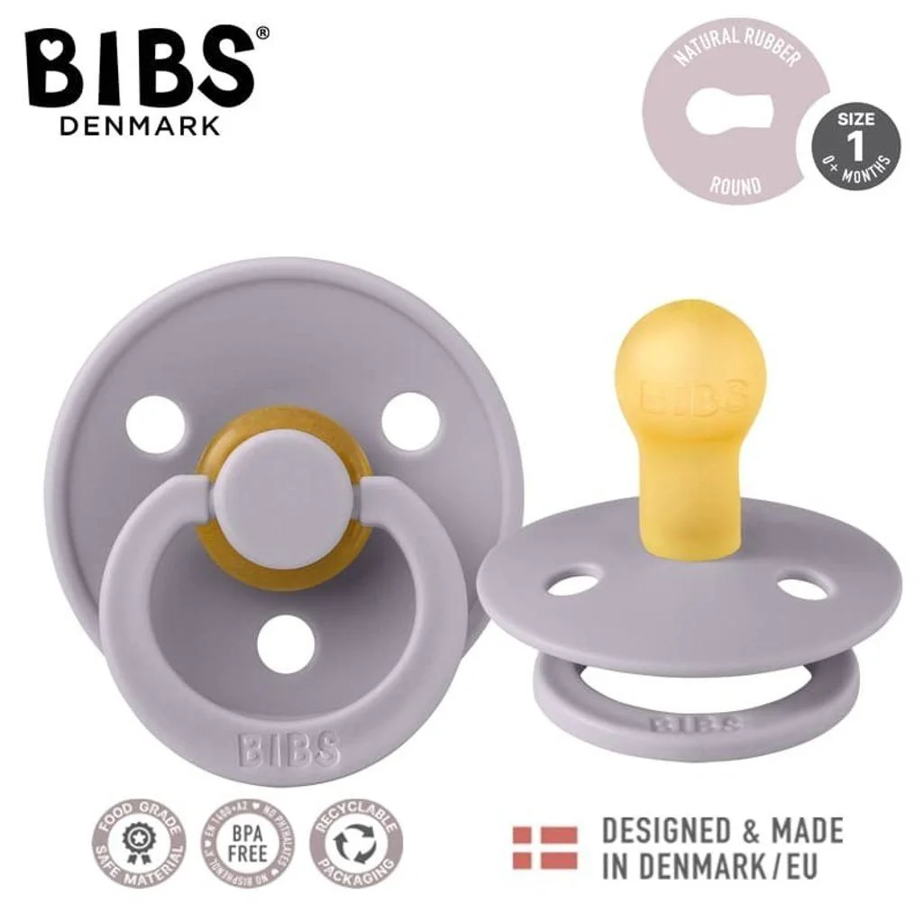 Suzeta rotunda BIBS Fossil Grey din latex (6-18 luni) foto