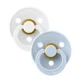 Set 2 suzete rotunde BIBS White & Baby Blue din latex (0-6 luni) foto