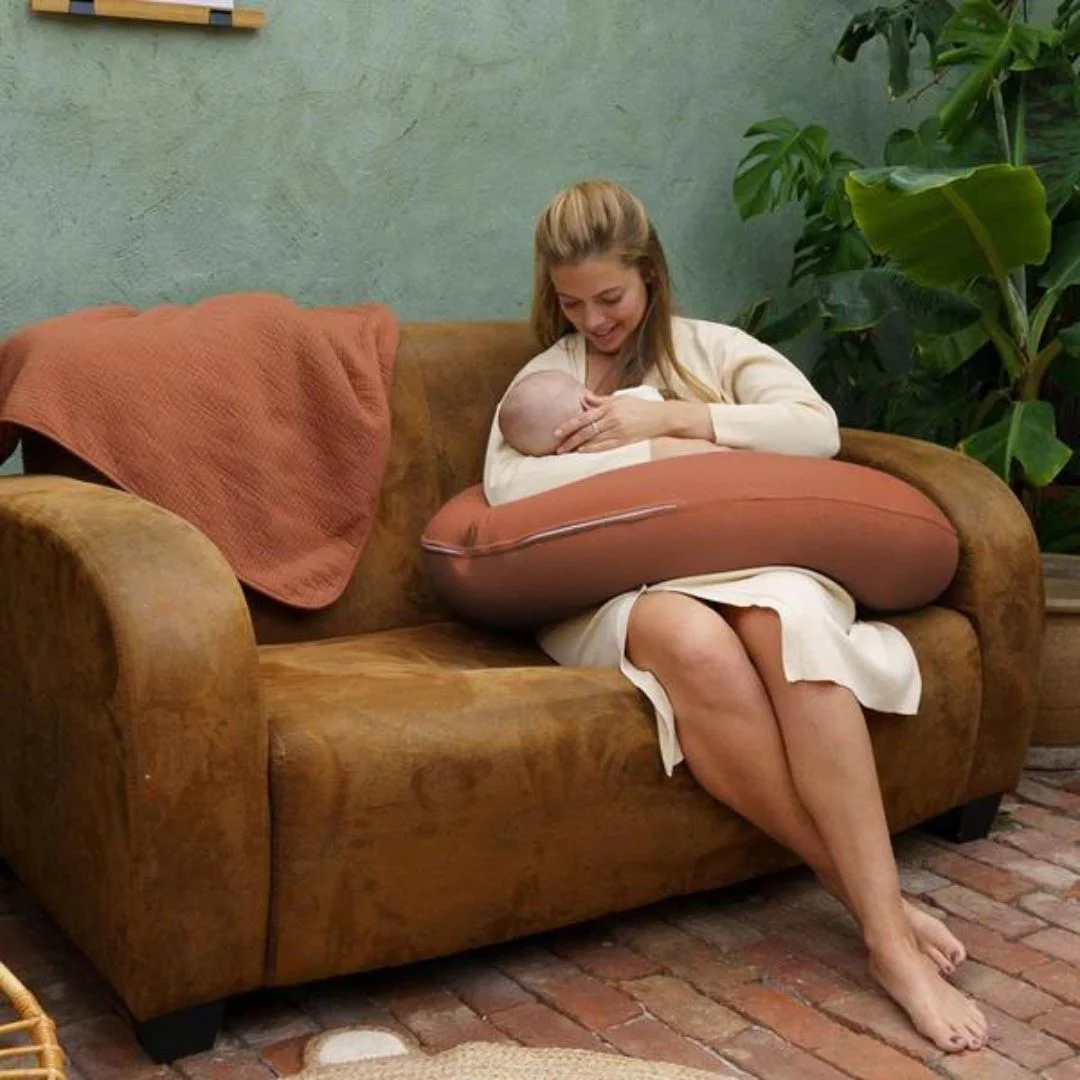 Большая подушка для беременных 3 в 1 Doomoo Buddy Tetra Jersey Terracotta, органический хлопок