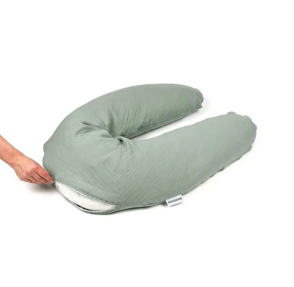 Perna mare 3 in 1 Doomoo Comfy Big Tetra Green din bumbac organic