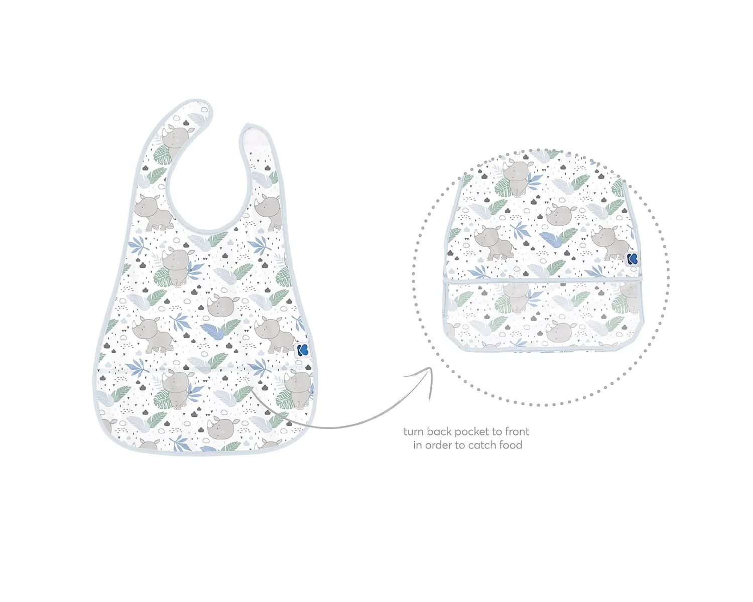 Baveta impermeabila cu buzunar KikkaBoo Savanna Pattern Blue foto