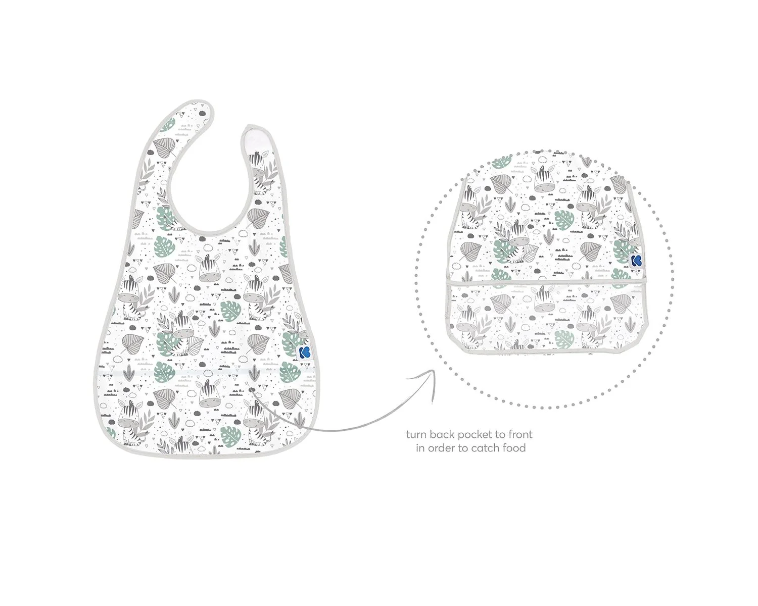 Baveta impermeabila cu buzunar KikkaBoo Savanna Pattern Grey foto