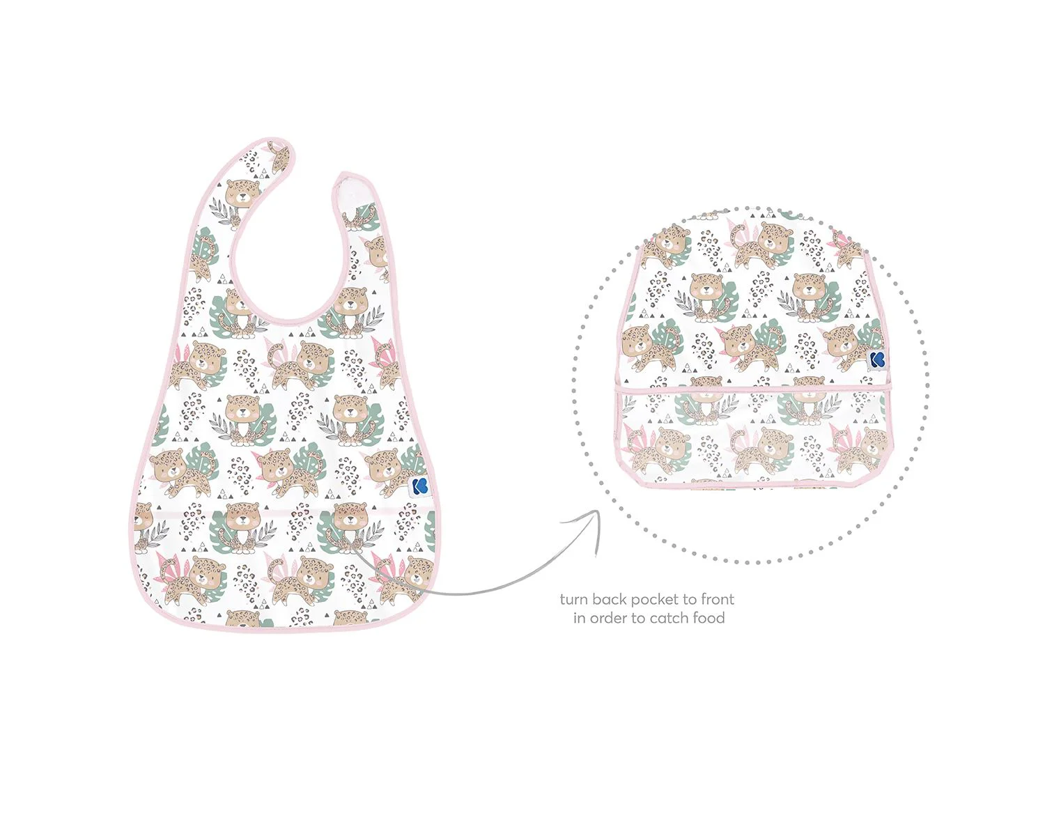 Водонепроницаемый нагрудник с карманом KikkaBoo Savanna Pattern Pink