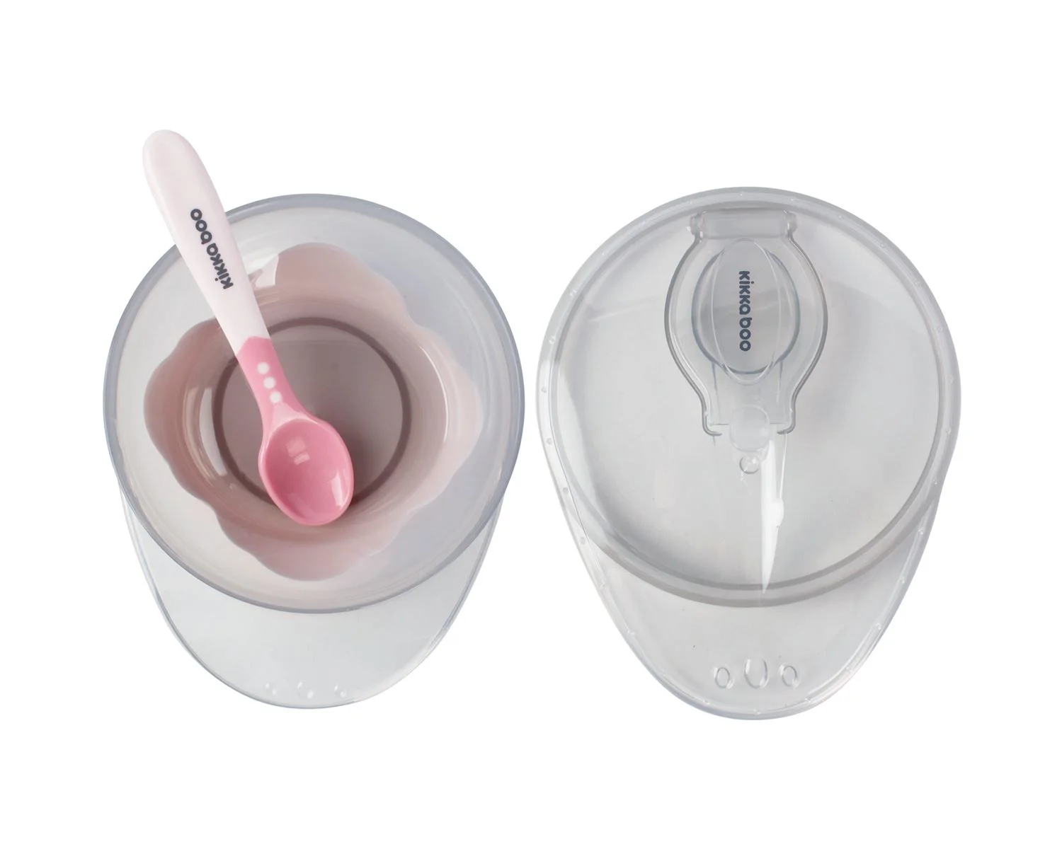 Castron cu ventuza si lingura KikkaBoo Pink, 250 ml foto