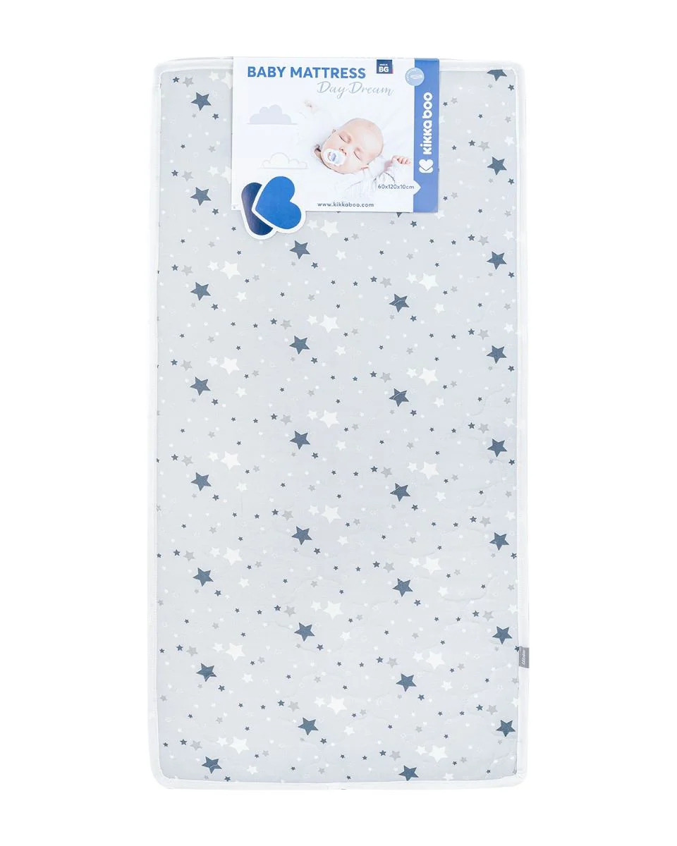 Saltea pentru patut KikkaBoo Day Dream Stars Grey, 120x60x10 cm