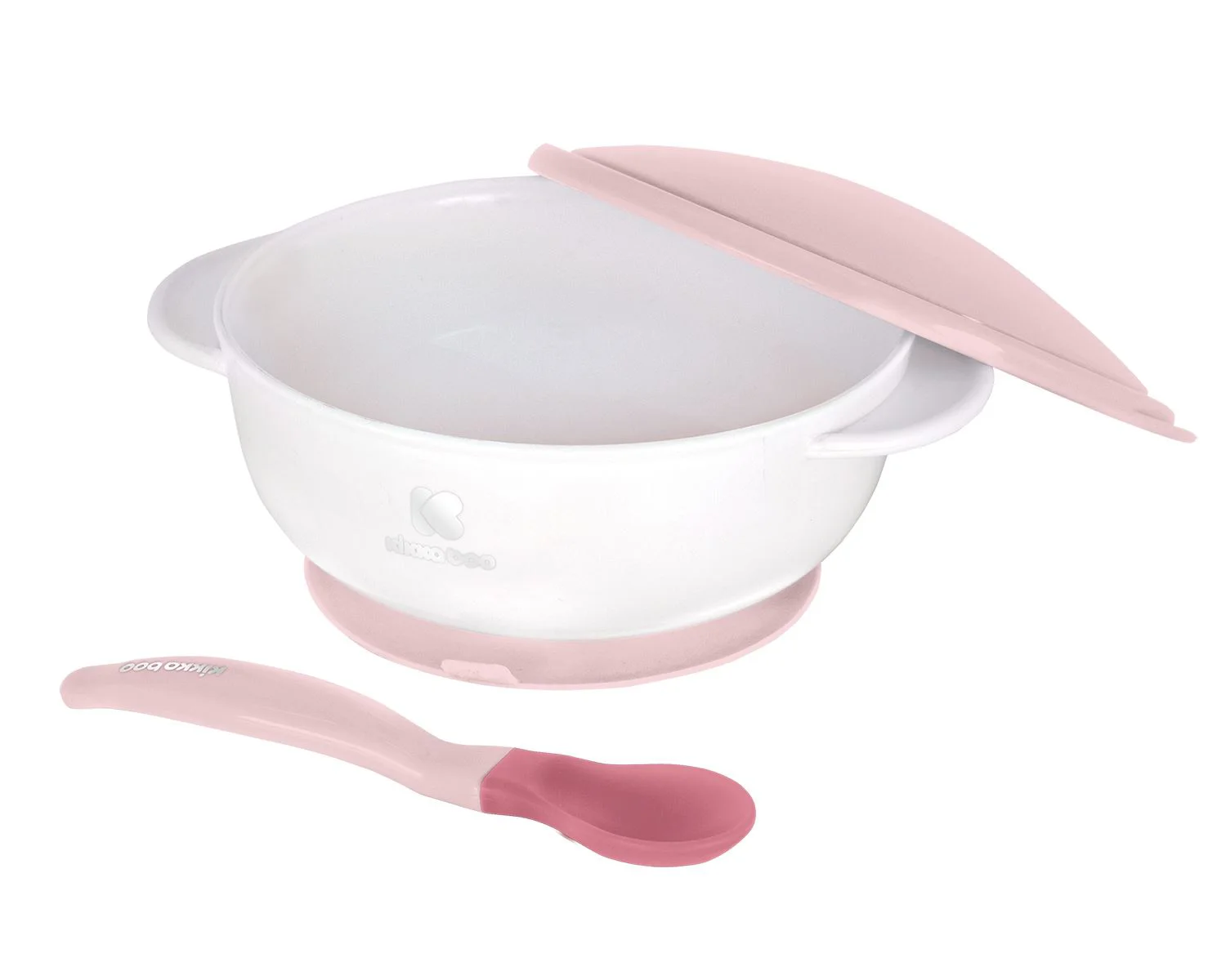 Set castron cu ventuza si lingurita cu senzor de temperatura KikkaBoo Pink foto