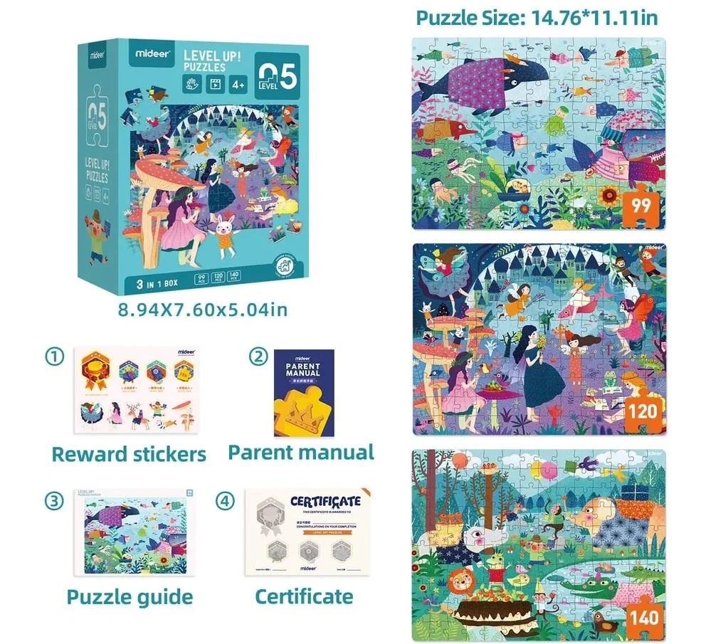 Seria de puzzle-uri Lumea magica, 3 in 1, nivelul 5