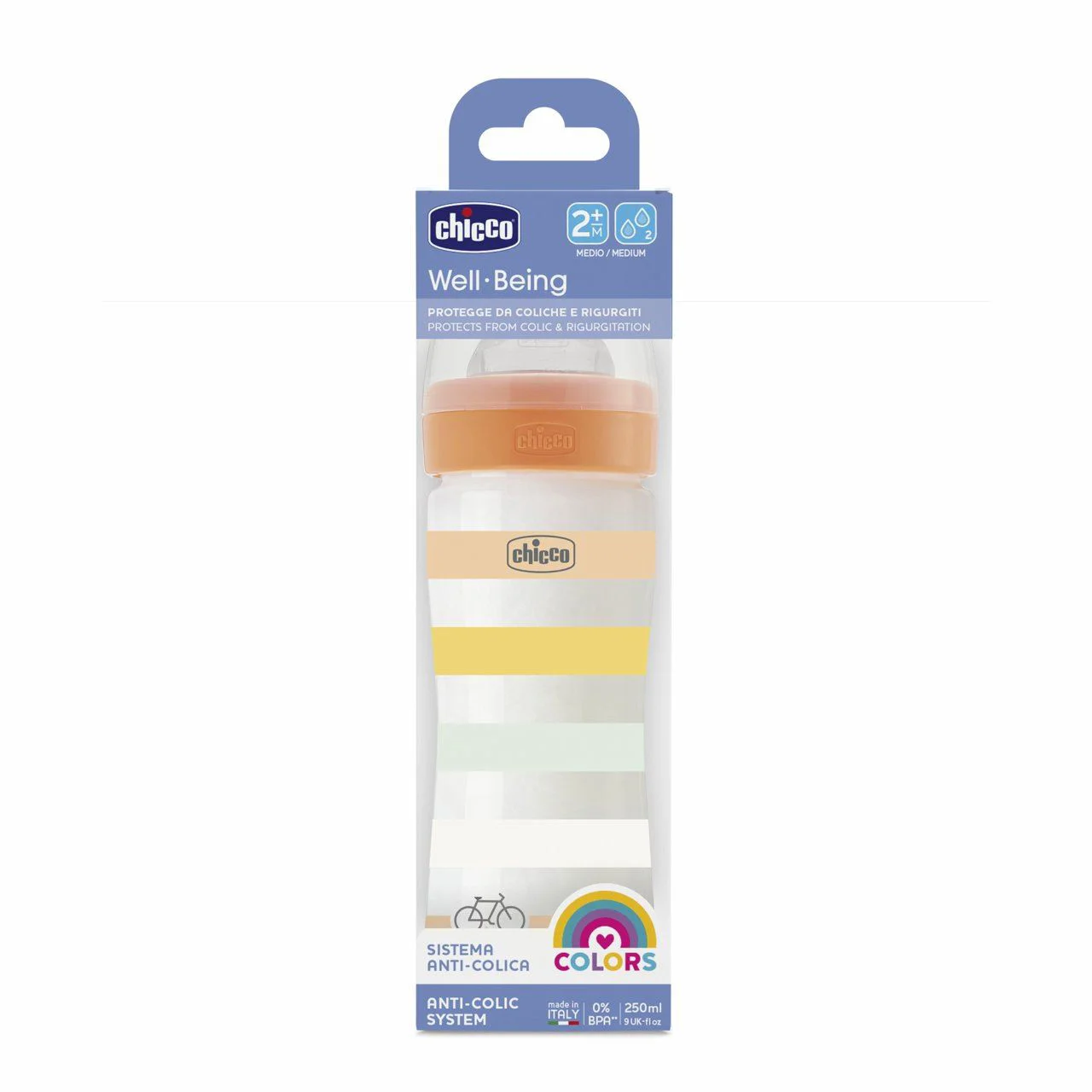 Biberon din plastic Chicco Boy cu tetina din silicon cu flux mediu, 250 ml foto