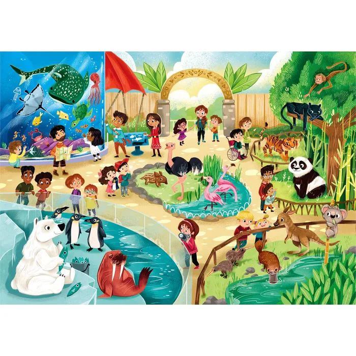 Puzzle Clementoni SuperColor Gradina zoologica, 2x60 piese