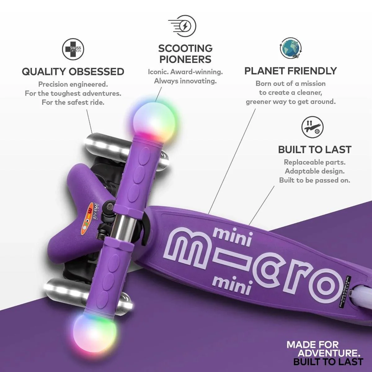 Trotineta Micro Mini Deluxe Magic LED Purple